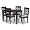 Baxton Studio Renaud Grey Upholstered Espresso Finished 5-Piece Wood Dining Set 157-9730-8026 - alternate 5